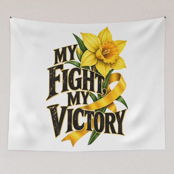 Item preview, Yellow Daffodil Cancer Survivor My Fight My Victory designed and sold by UniversPlant | Blooming with Hope.