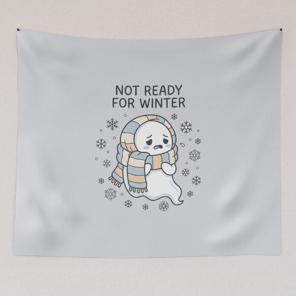 Item preview, Not Ready For Winter Cute Sad Ghost Scarf Art designed and sold by Fine-Arts-Lab.