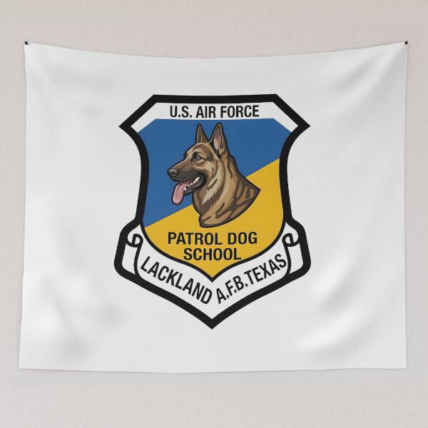 Item preview, USAF Patrol Dog School Lackland AFB Texas Insignia Patch designed and sold by CharlieDesings.