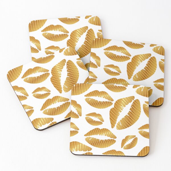 Item preview, Golden lips on white designed and sold by Yamy Morrell Art and Design.