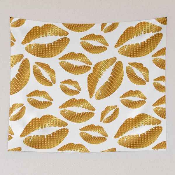Item preview, Golden lips on white designed and sold by Yamy Morrell Art and Design.