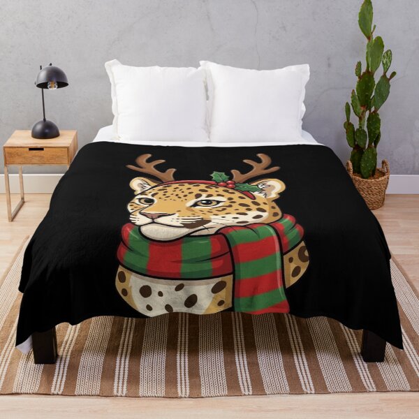 Item preview, Christmas Jaguar Reindeer Antlers Holiday Big Cat Lover designed and sold by Ruuper4all.