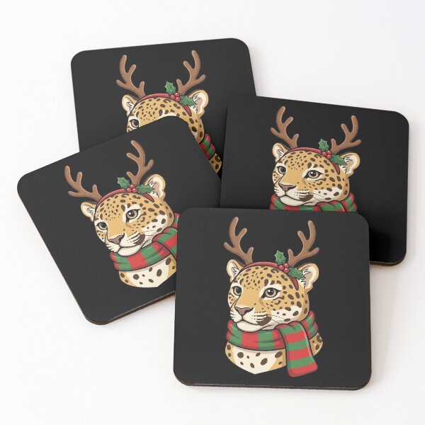 Item preview, Christmas Jaguar Reindeer Antlers Holiday Big Cat Lover designed and sold by Ruuper4all.