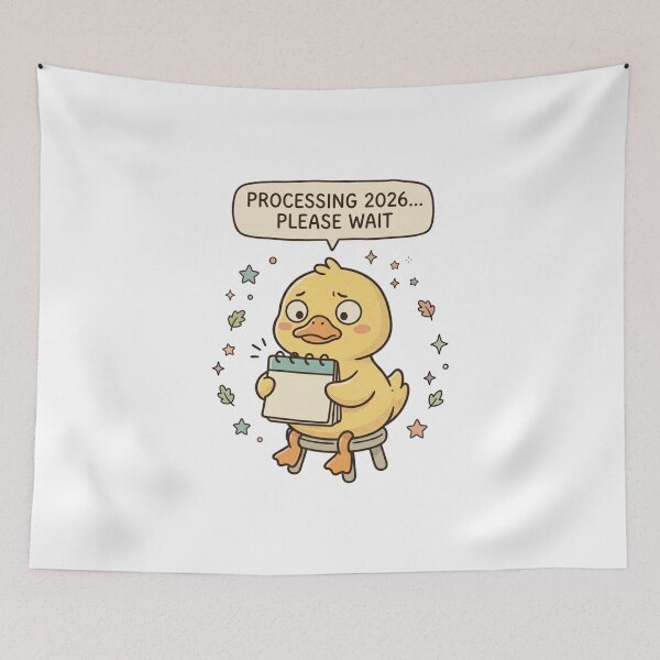 Item preview, Processing 2026 Please Wait Cute Stressed Duck Art designed and sold by Fine-Arts-Lab.