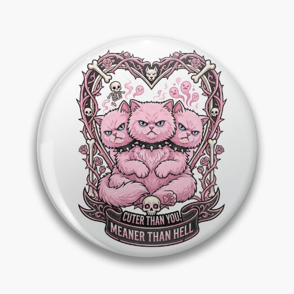 Item preview, Cuter Than You Meaner Than Hell Pink Three Headed Cat designed and sold by LaunchLabs26.