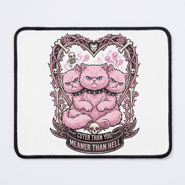 Item preview, Cuter Than You Meaner Than Hell Pink Three Headed Cat designed and sold by LaunchLabs26.