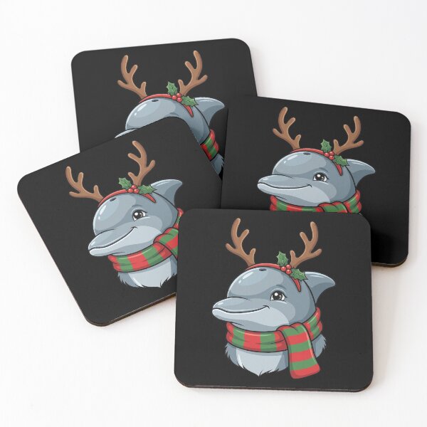 Item preview, Dolphin Christmas Reindeer Antlers Holiday Winter Ocean Animal designed and sold by Ruuper4all.