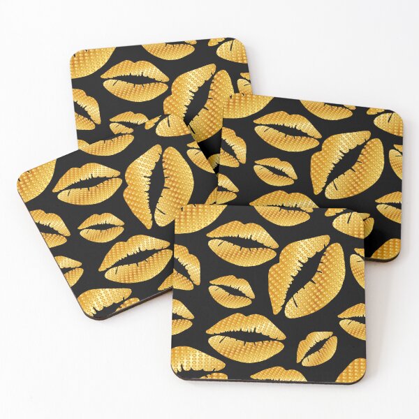 Item preview, Golden lips on black designed and sold by Yamy Morrell Art and Design.