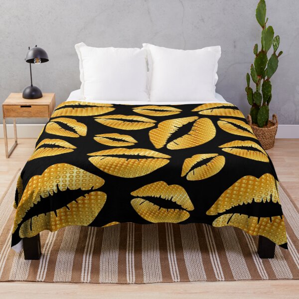 Item preview, Golden lips on black designed and sold by Yamy Morrell Art and Design.