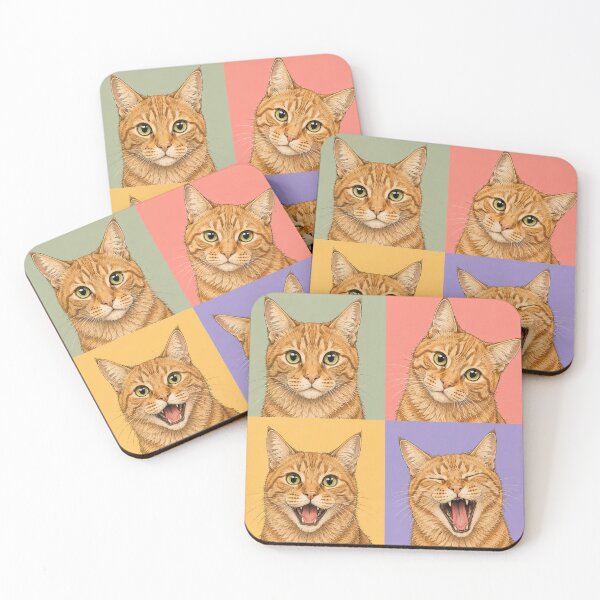 Item preview, Colorful Orange Tabby Cat Pop Art Portrait Grid designed and sold by pixiedustpaint.