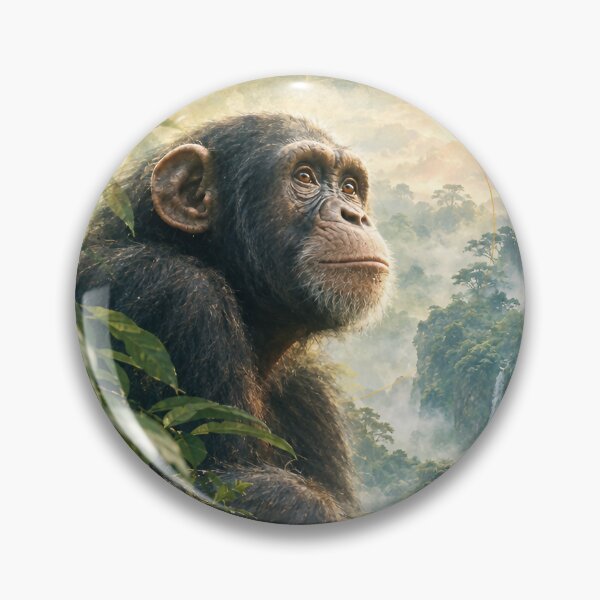 Item preview, Chimpanzee & Jungle – Mystical Tropical Wildlife Poster designed and sold by Jandedan.