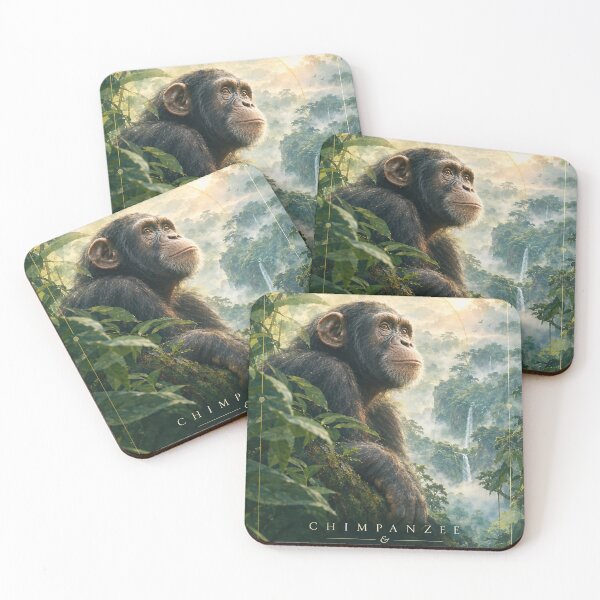 Item preview, Chimpanzee & Jungle – Mystical Tropical Wildlife Poster designed and sold by Jandedan.
