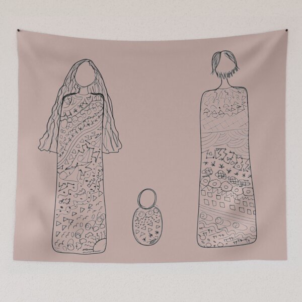 Item preview, Abstract Nativity Figures — Hand-Drawn Black and White Minimalist Art designed and sold by Liberarteprint.