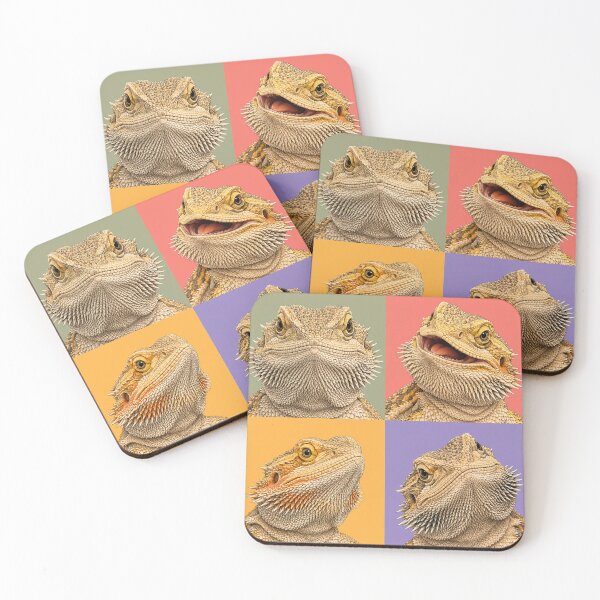 Item preview, Colorful Bearded Dragon Lizard Pop Art Portrait Grid designed and sold by pixiedustpaint.