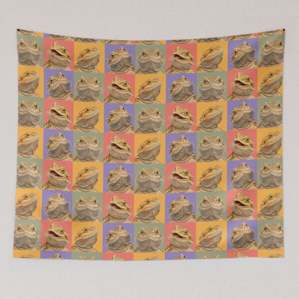 Item preview, Colorful Bearded Dragon Lizard Pop Art Portrait Grid designed and sold by pixiedustpaint.