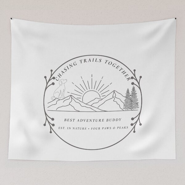 Item preview, Hiking With Dogs Mountain Badge Chasing Trails Together Art designed and sold by wildsilencee.