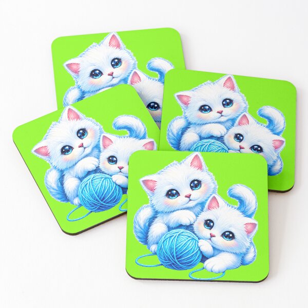 Item preview, Cute Blue Kittens with Yarn Ball designed and sold by MagicCrystal.