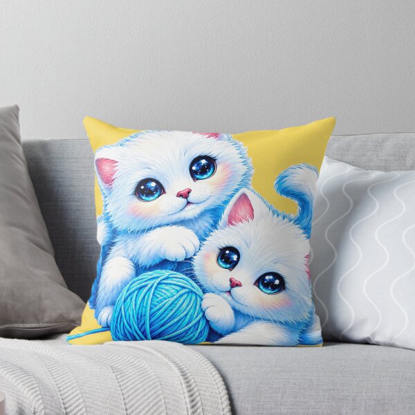 Item preview, Cute Blue Kittens with Yarn Ball designed and sold by MagicCrystal.