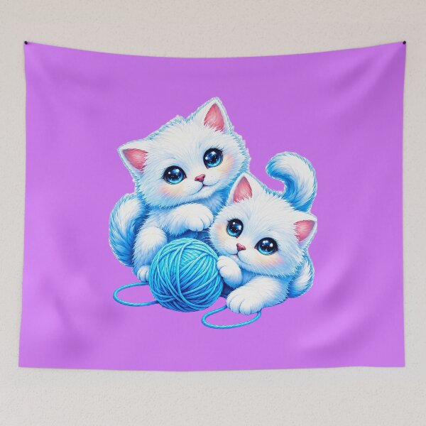 Item preview, Cute Blue Kittens with Yarn Ball designed and sold by MagicCrystal.