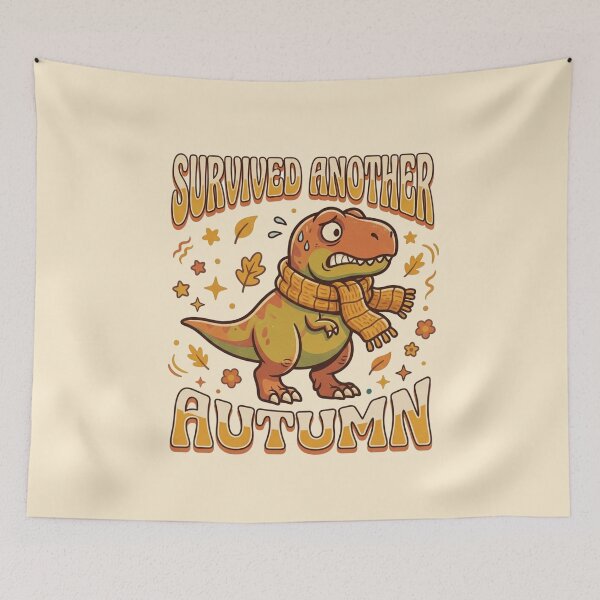 Item preview, Survived Another Autumn Retro Dinosaur Scarf Art designed and sold by Fine-Arts-Lab.