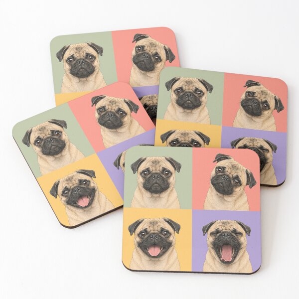 Item preview, Colorful Pug Pop Art Portrait Grid designed and sold by pixiedustpaint.