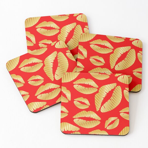 Item preview, Golden lips on red designed and sold by Yamy Morrell Art and Design.