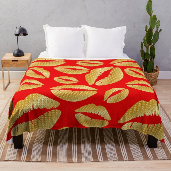 Item preview, Golden lips on red designed and sold by Yamy Morrell Art and Design.