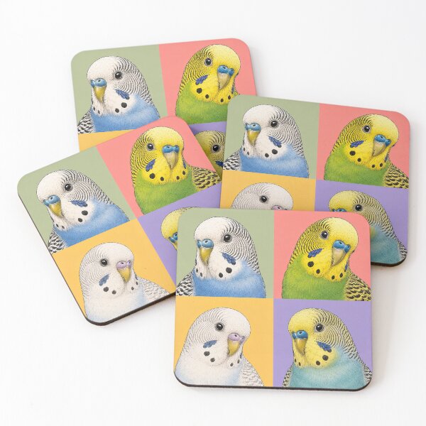 Item preview, Colorful Budgie Parakeet Pop Art Grid designed and sold by pixiedustpaint.