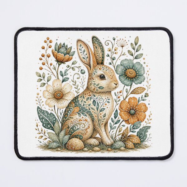 Item preview, Floral Folk Art Rabbit designed and sold by MichalHau.