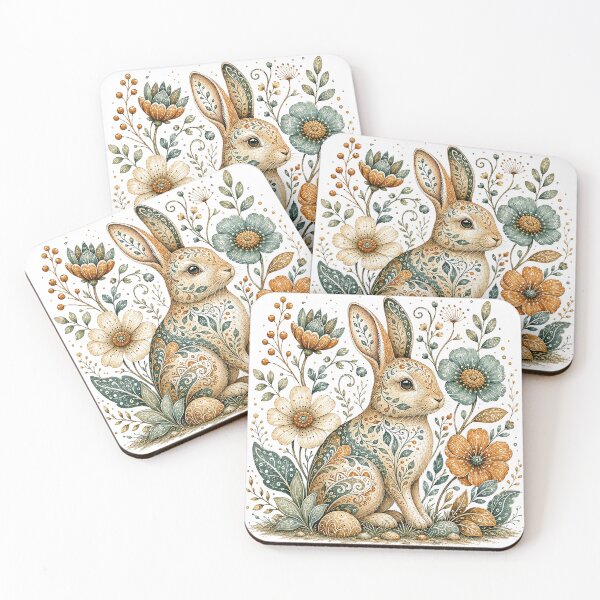 Item preview, Floral Folk Art Rabbit designed and sold by MichalHau.