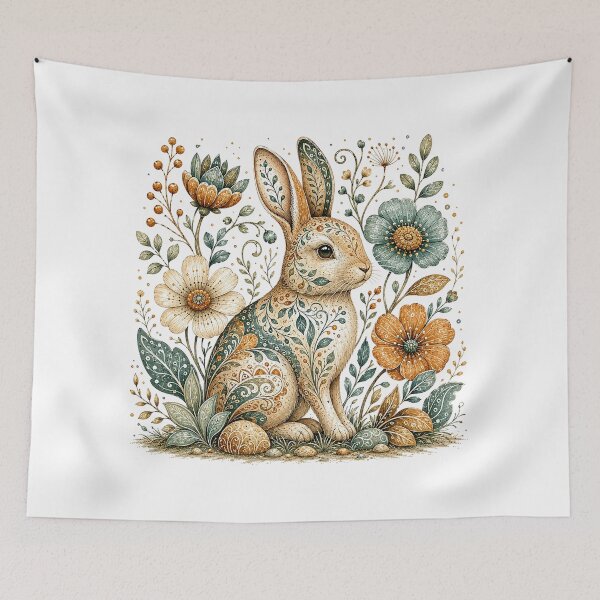 Item preview, Floral Folk Art Rabbit designed and sold by MichalHau.