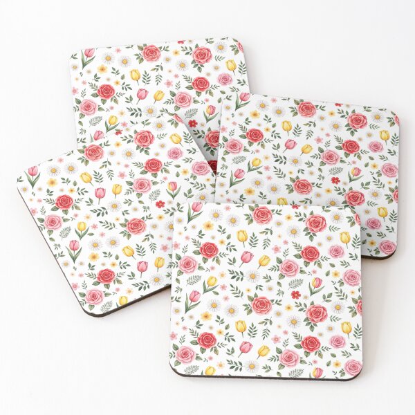 Item preview, Pink Red Rose And Daisy Floral Pattern designed and sold by ThePrintArt.