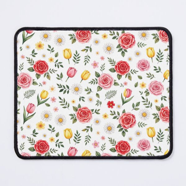 Item preview, Pink Red Rose And Daisy Floral Pattern designed and sold by ThePrintArt.