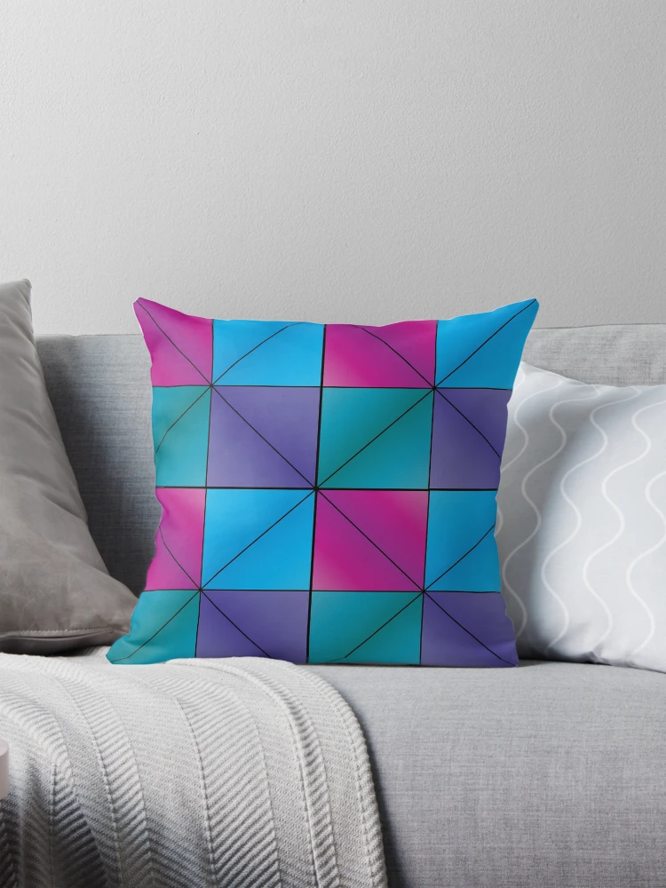 Thumbnail 1 of 4, Pillow, Color Block Geometry | Retro Abstract Pattern | Colorful Pattern designed and sold by Half Mess.