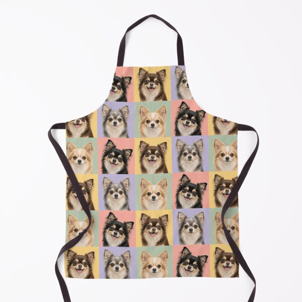 Item preview, Colorful Long Haired Chihuahua Pop Art Portrait Grid designed and sold by pixiedustpaint.