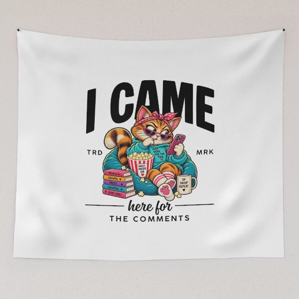 Item preview, I Came for the Comments – Funny Nosy Cat Gossip & Tea Lover Vintage T-Shirt designed and sold by Peerless-Prime.