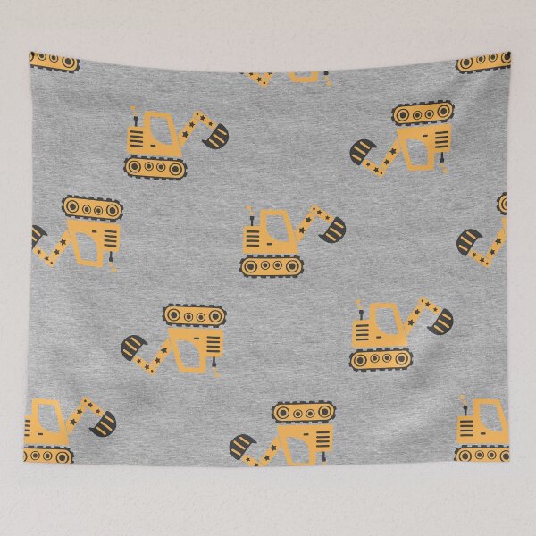 Item preview, Little Digger Construction Zone – Yellow Excavator Repeat Pattern designed and sold by EK EXCLUSIVE.