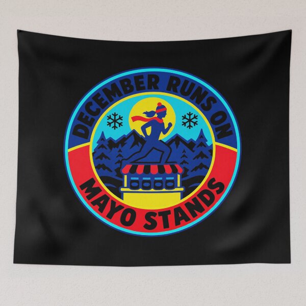 Item preview, December Runs On Mayo Stands Scrub Tech Holiday Badge designed and sold by DreamLayerStudio.