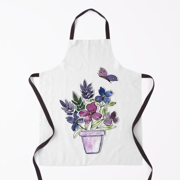 Item preview, Purple Watercolor Flower Pot and Butterfly Sticker - Whimsical Botanical Art designed and sold by Orly Fuchs Galchen.