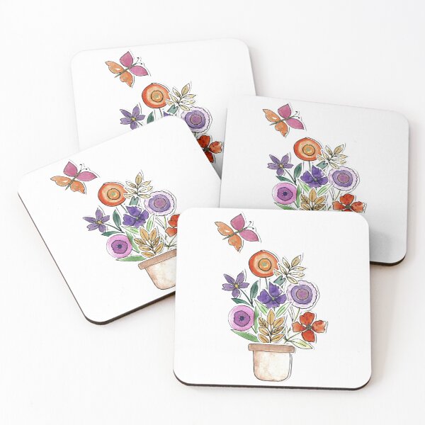 Item preview, Watercolor Flower Pot and Butterfly Sticker - Cute Botanical Illustration designed and sold by Orly Fuchs Galchen.