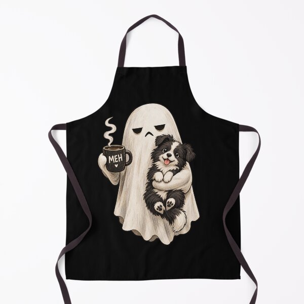 Item preview, grumpy ghost holding black pug dog meh coffee cup halloween designed and sold by 3INEKMIZAN.