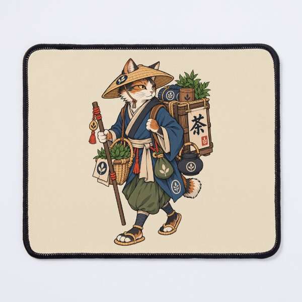 Item preview, Japanese Bobtail Tea Merchant Vintage Art | Japanese Cat Tea Seller Illustration | Traditional Japan designed and sold by Leeded.