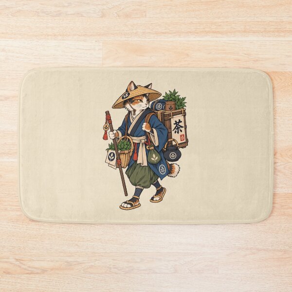 Item preview, Japanese Bobtail Tea Merchant Vintage Art | Japanese Cat Tea Seller Illustration | Traditional Japan designed and sold by Leeded.