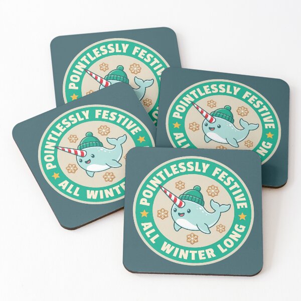 Item preview, Pointlessly Festive All Winter Long Narwhal Badge designed and sold by DripCultureLab.