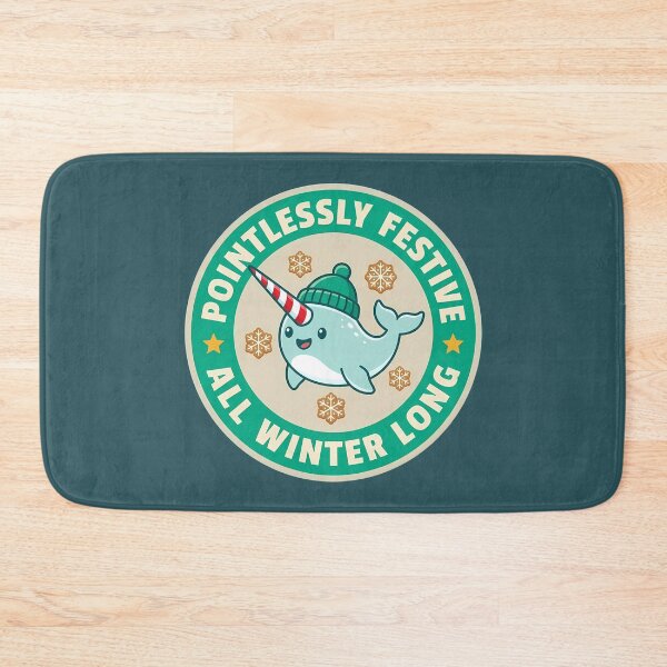Item preview, Pointlessly Festive All Winter Long Narwhal Badge designed and sold by DripCultureLab.