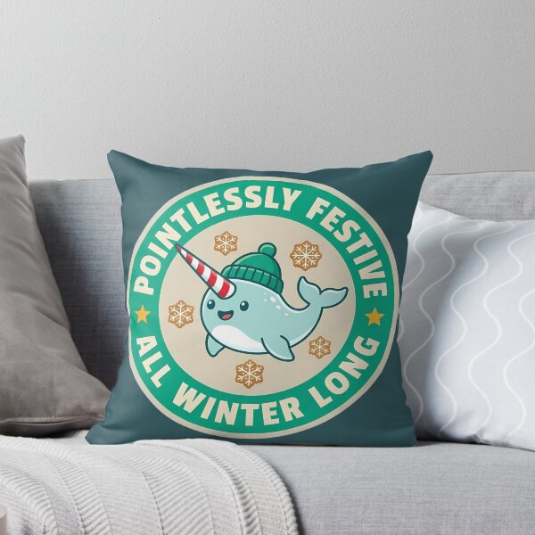 Item preview, Pointlessly Festive All Winter Long Narwhal Badge designed and sold by DripCultureLab.