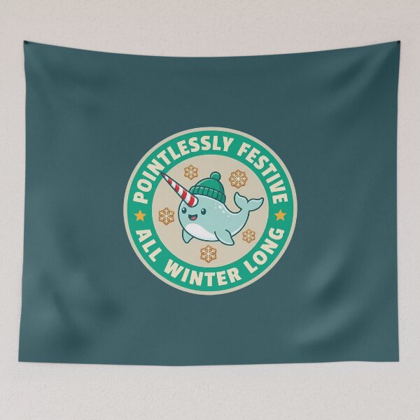 Item preview, Pointlessly Festive All Winter Long Narwhal Badge designed and sold by DripCultureLab.