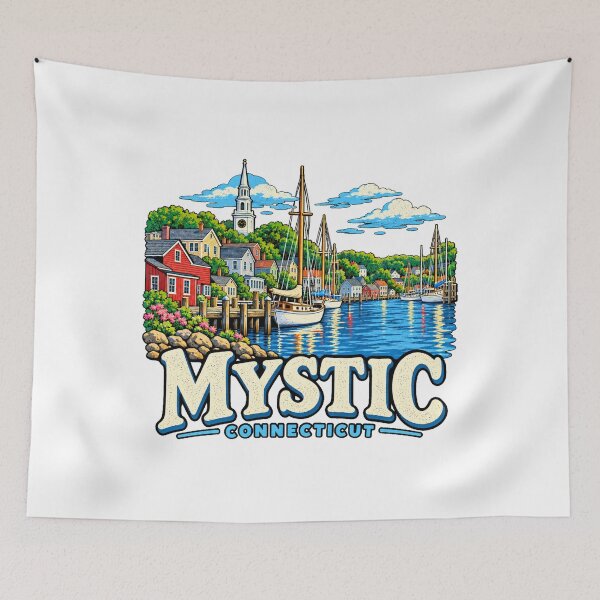 Item preview, Hand Drawn Mystic Connecticut Travel Souvenir Landmark Gift designed and sold by MichaeIRellov.
