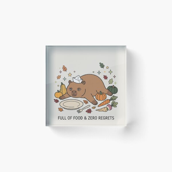 Item preview, Full Of Food Zero Regrets Cute Capybara Autumn Art designed and sold by Fine-Arts-Lab.