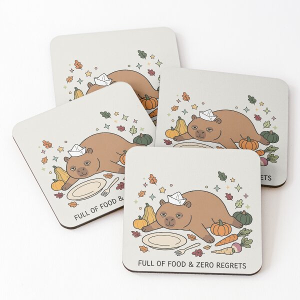 Item preview, Full Of Food Zero Regrets Cute Capybara Autumn Art designed and sold by Fine-Arts-Lab.